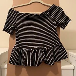 Black striped crop top